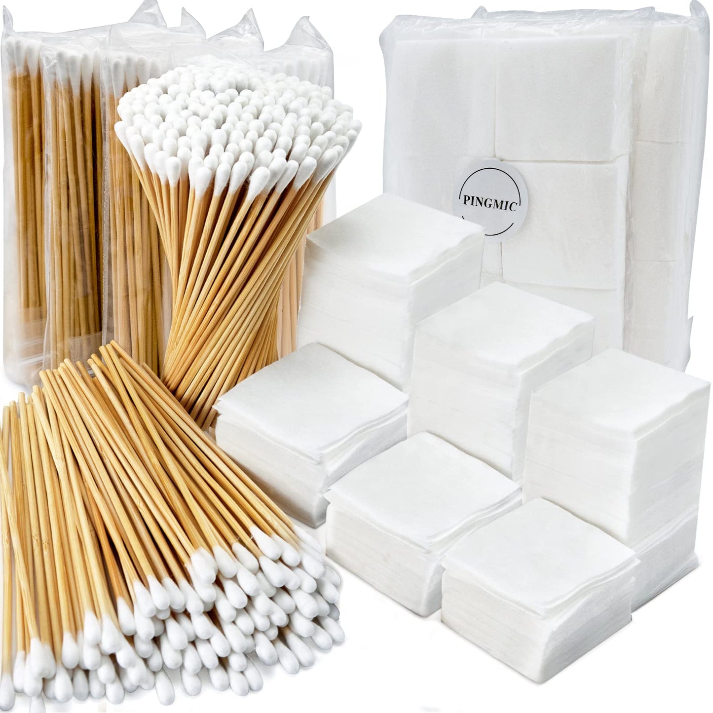 2x2 Inch Lint Free Cleaning Patches and 6 Inch Gun Cotton Swabs Set PINGMIC
