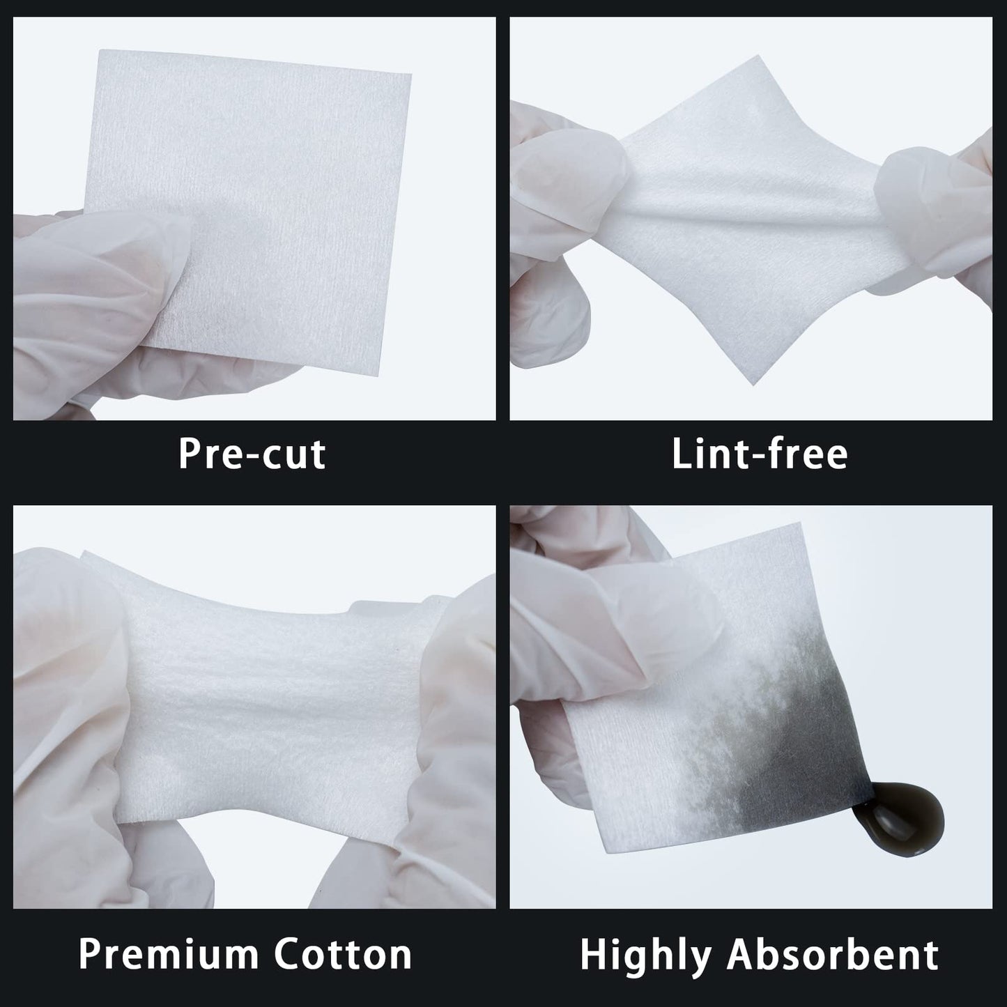 2x2 Inch Lint Free Cleaning Patches and 6 Inch Gun Cotton Swabs Set PINGMIC