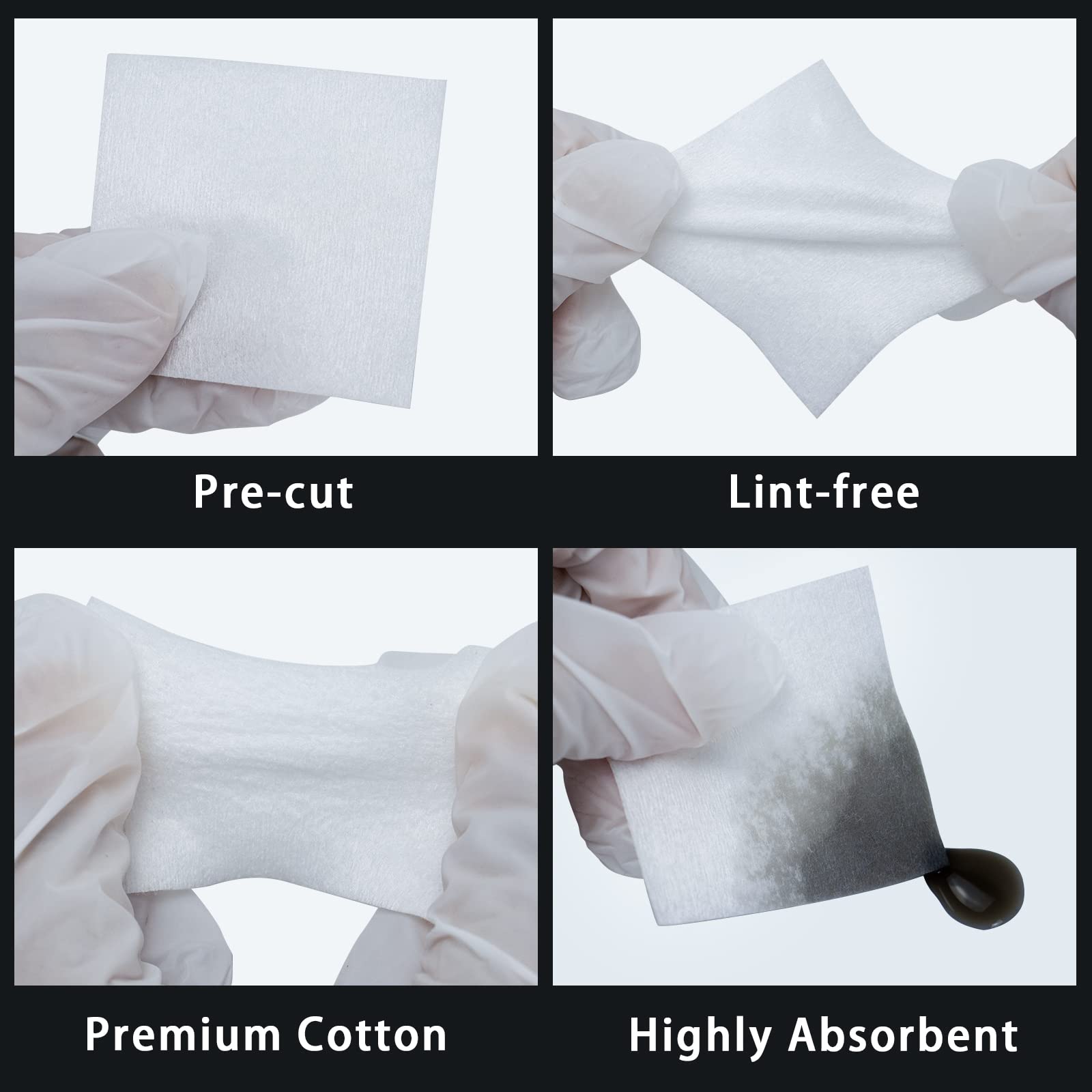 2x2 Inch Lint Free Cleaning Patches and 6 Inch Gun Cotton Swabs Set PINGMIC
