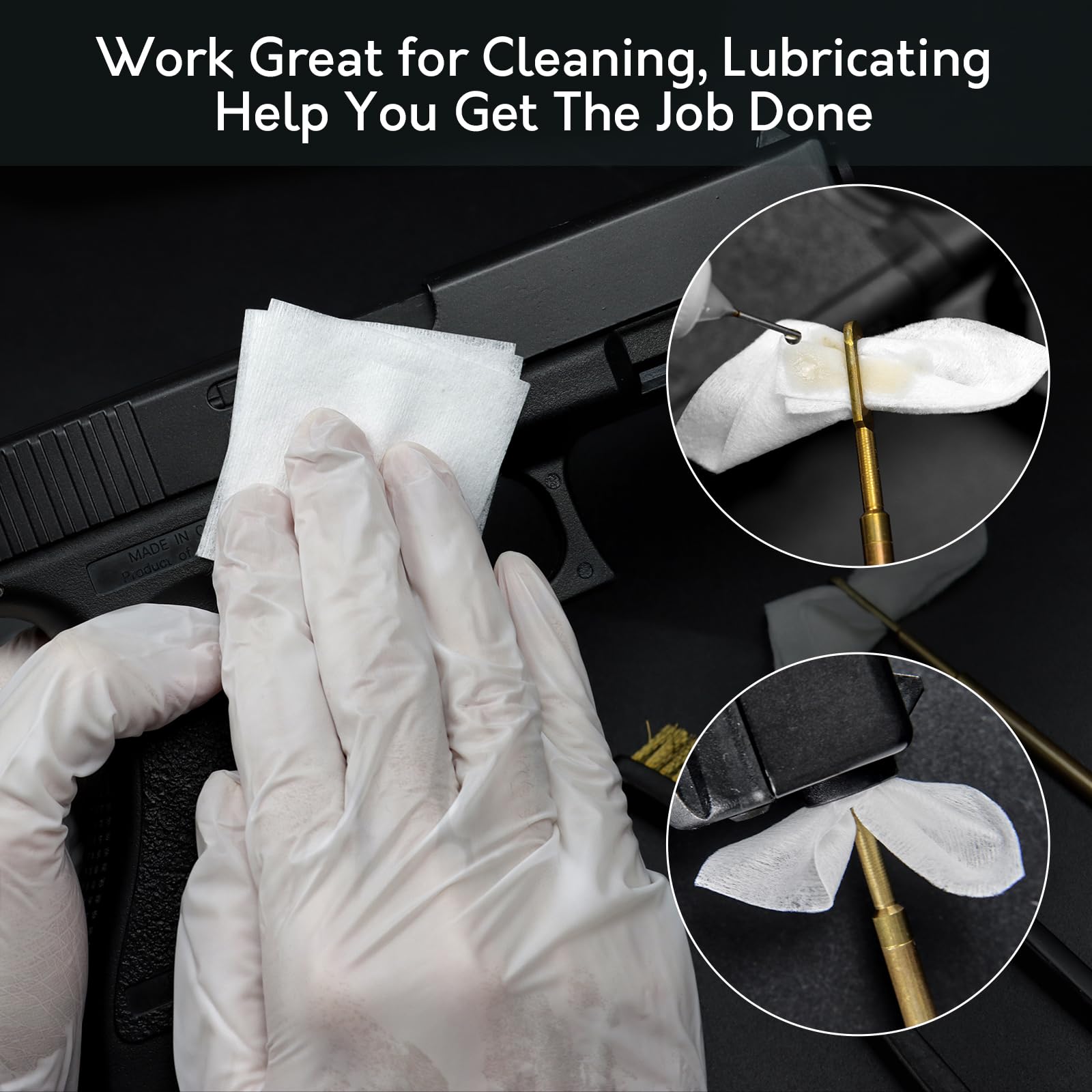 2x2 Inch Lint Free Cleaning Patches and 6 Inch Gun Cotton Swabs Set PINGMIC