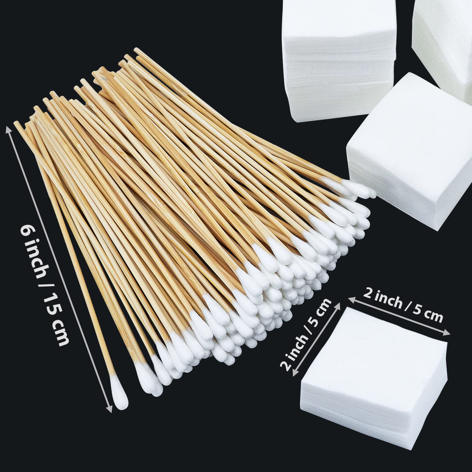 2x2 Inch Lint Free Cleaning Patches and 6 Inch Gun Cotton Swabs Set PINGMIC