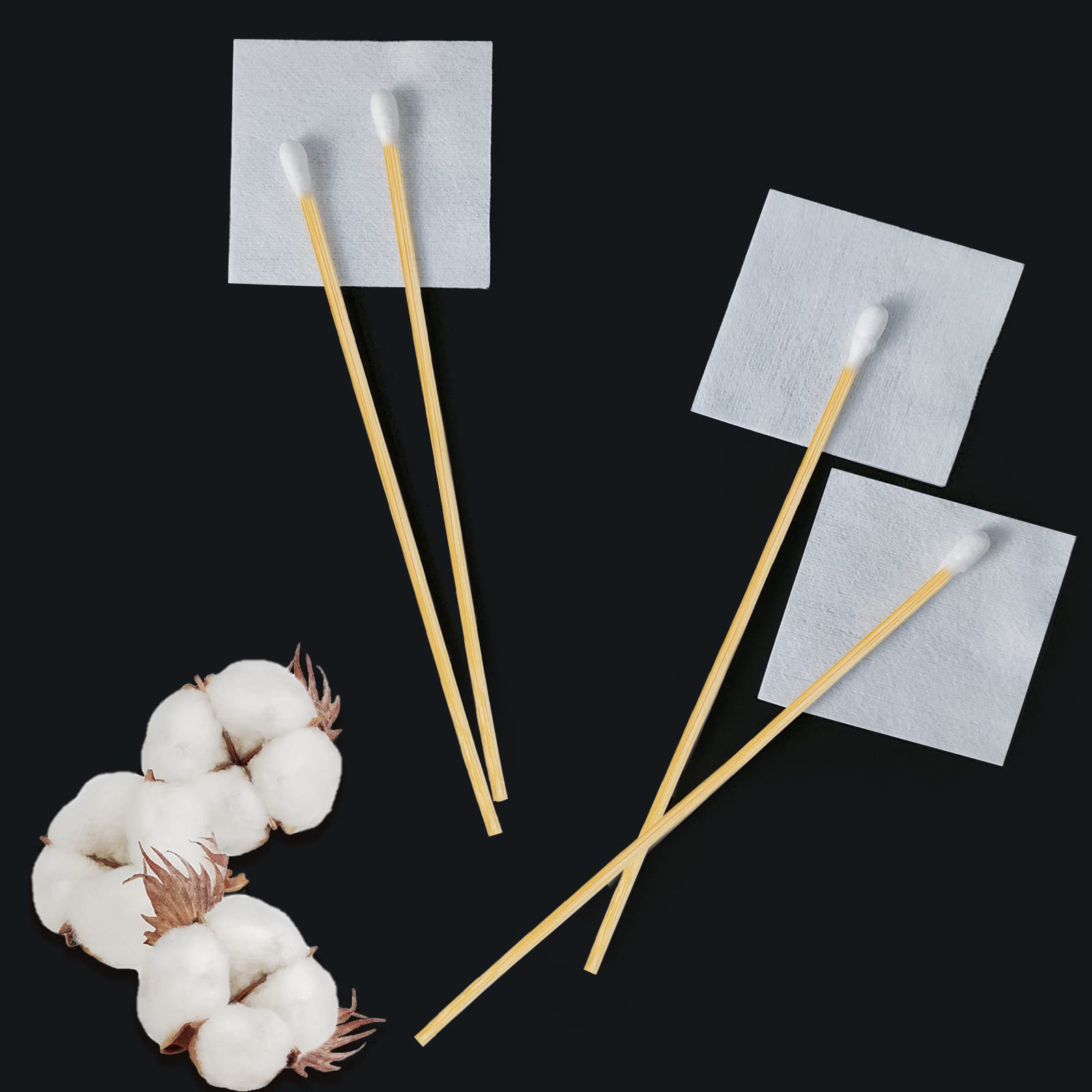 2x2 Inch Lint Free Cleaning Patches and 6 Inch Gun Cotton Swabs Set PINGMIC