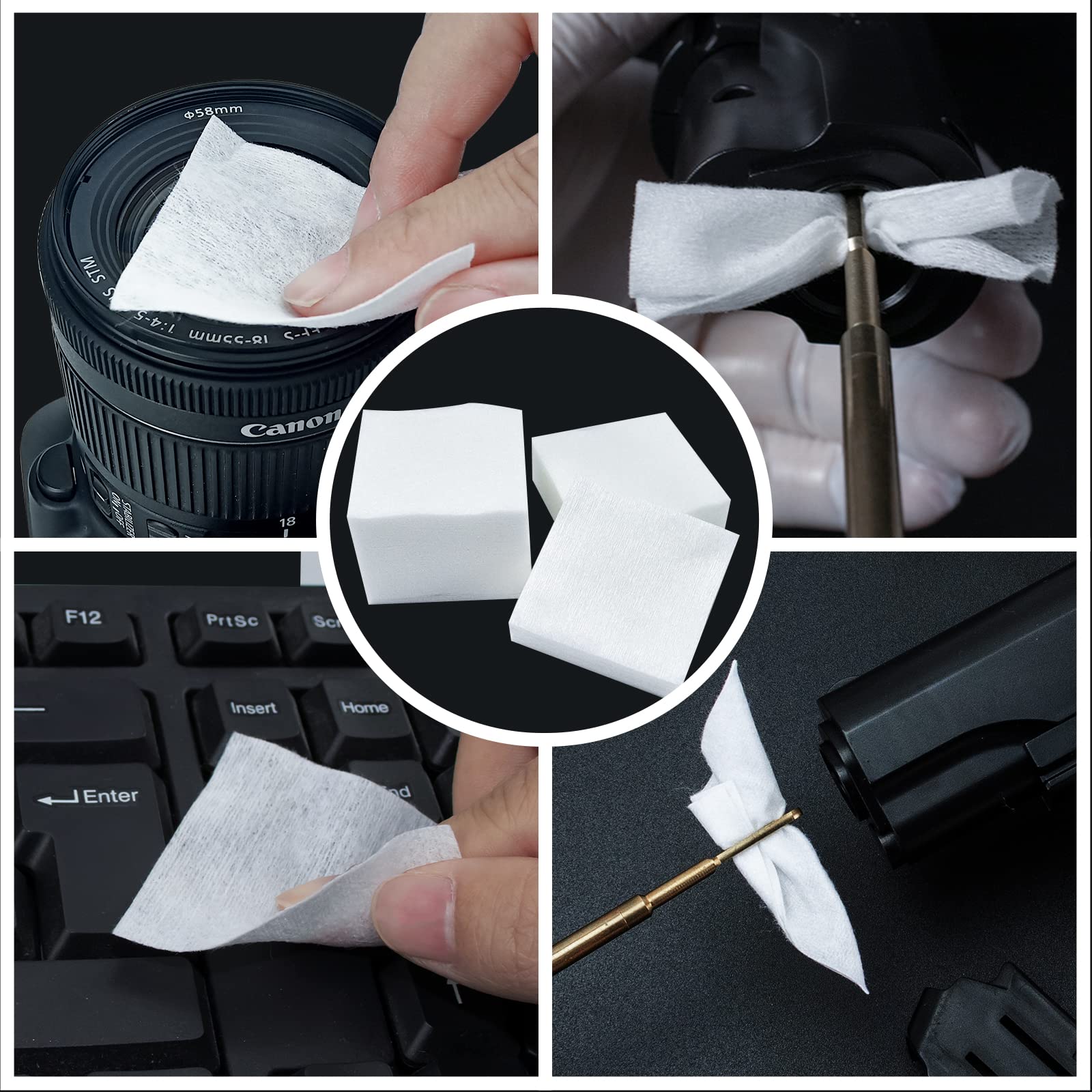 2x2 Inch Lint Free Cleaning Patches and 6 Inch Gun Cotton Swabs Set PINGMIC