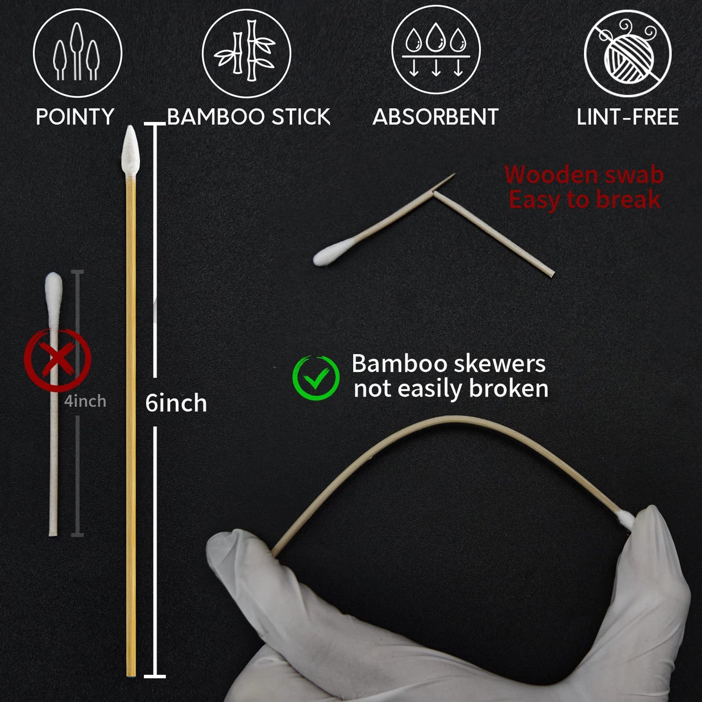 300 PCS Gun Cleaning Patches and Long Cotton Swabs Set PINGMIC