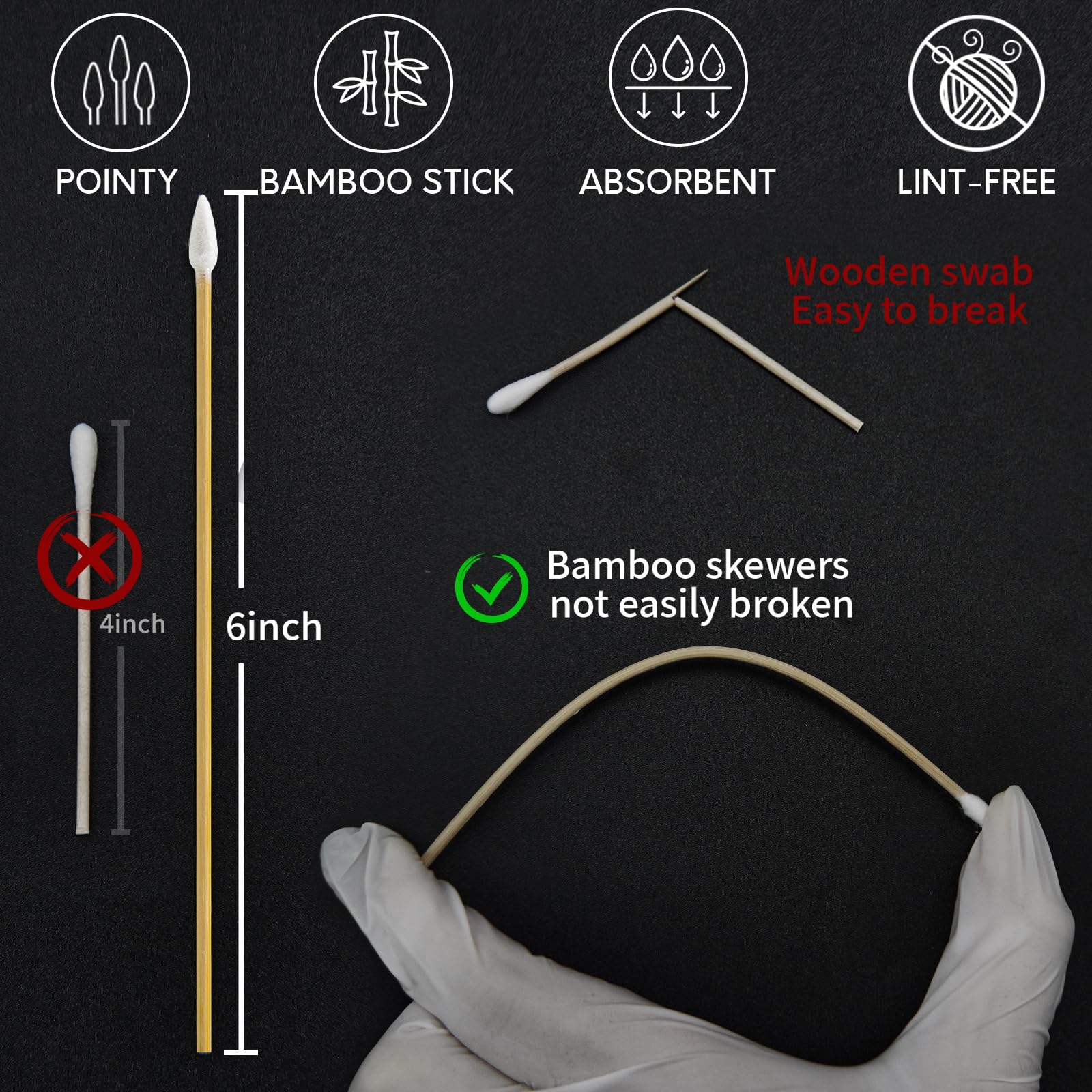 600 PCS Gun Cleaning Patches and Long Cotton Swabs Set PINGMIC