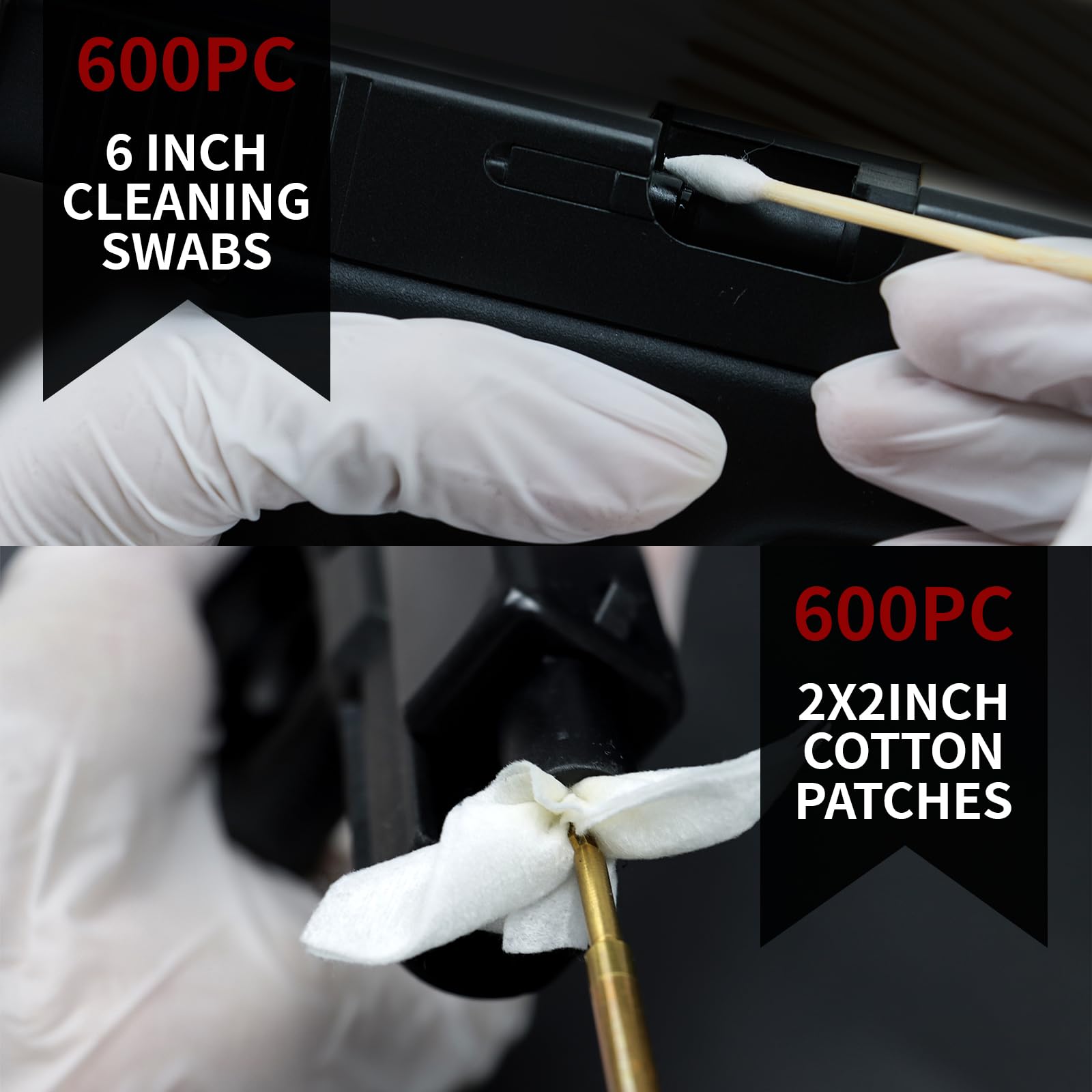 600 PCS Gun Cleaning Patches and Long Cotton Swabs Set PINGMIC