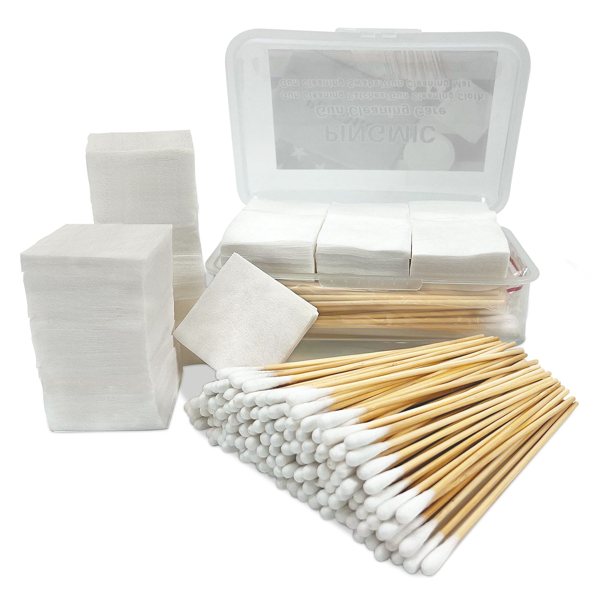 Gun Cleaning Supplies Patches and Long Cotton Swabs Set PINGMIC