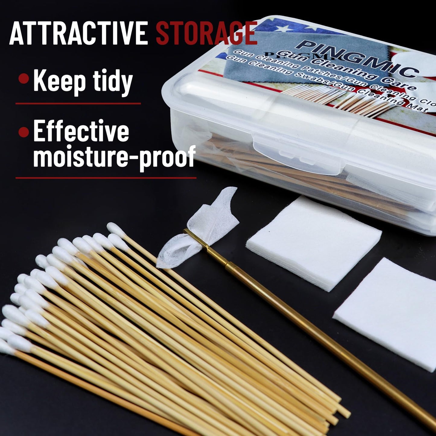 Gun Cleaning Supplies Patches and Long Cotton Swabs Set PINGMIC